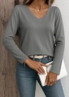 Kadın Uzun Kollu V Yaka Triko Bluz