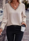Kadın Uzun Kollu V Yakalı Aerobin Bluz
