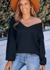 Kadın Uzun Kollu V Yakalı Arkası Kurdelalı Triko Bluz