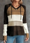 Kadın Uzun Kollu V Yakalı Bağcıklı Kapşonlu Triko Bluz