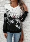Kadın Uzun Kollu V Yakalı çiçek Baskılı şardonlu Dalgıç Bluz