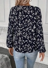 Kadın Uzun Kollu V Yakalı çiçek Desenli Modal Bluz