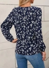 Kadın Uzun Kollu V Yakalı çiçek Desenli Modal Bluz