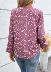 Kadın Uzun Kollu V Yakalı çiçek Desenli Modal Bluz