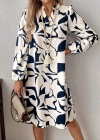 Kadın Uzun Kollu V Yakalı Desenli Modal Mini Elbise
