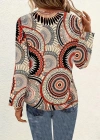 Kadın Uzun Kollu V Yakalı Desenli Süprem Bluz