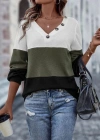 Kadın Uzun Kollu V Yakalı Düğmeli çok Renkli Waffle Bluz