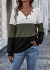 Kadın Uzun Kollu V Yakalı Düğmeli çok Renkli Waffle Bluz