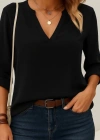 Kadın Uzun Kollu V Yakalı Ithal Krep Bluz