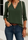 Kadın Uzun Kollu V Yakalı Ithal Krep Bluz