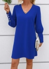 Kadın Uzun Kollu V Yakalı Kısa Ithal Krep Elbise