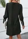 Kadın Uzun Kollu V Yakalı Kısa Ithal Krep Elbise