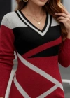Kadın Uzun Kollu V Yakalı Kısa Triko Elbise