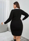Kadın Uzun Kollu V Yakalı Kısa Triko Elbise