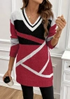 Kadın Uzun Kollu V Yakalı Kısa Triko Elbise