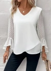 Kadın Uzun Kollu V Yakalı Kolları Ispanyol Detayı Sandy Bluz