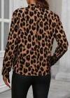 Kadın Uzun Kollu V Yakalı Leopar Desenli Modal Bluz