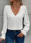 Kadın Uzun Kollu V Yakalı önden Düğmeli Bluz