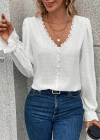 Kadın Uzun Kollu V Yakalı önden Düğmeli Bluz