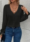 Kadın Uzun Kollu V Yakalı önden Düğmeli Bluz