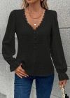 Kadın Uzun Kollu V Yakalı önden Düğmeli Bluz