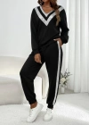 Kadın Uzun Kollu V Yakalı Pulpayetli Viskon Iki Iplik Bluz Ve Pantolon