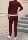 Kadın Uzun Kollu V Yakalı Ribanalı Viskon Iki Iplik Bluz Ve Pantolon Ikili Takım