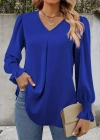 Kadın Uzun Kollu V Yakalı Salaş Ithal Krep Bluz