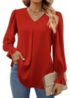Kadın Uzun Kollu V Yakalı Salaş Ithal Krep Bluz