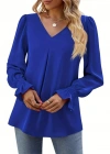 Kadın Uzun Kollu V Yakalı Salaş Ithal Krep Bluz