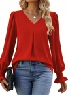 Kadın Uzun Kollu V Yakalı Salaş Ithal Krep Bluz