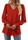Kadın Uzun Kollu V Yakalı Salaş Ithal Krep Bluz