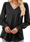 Kadın Uzun Kollu V Yakalı Salaş Ithal Krep Bluz