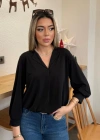 Kadın Uzun Kollu V Yakalı Sandy Bluz