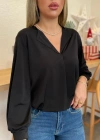 Kadın Uzun Kollu V Yakalı Sandy Bluz