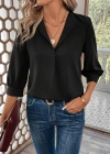 Kadın Uzun Kollu V Yakalı Sandy Bluz