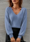 Kadın Uzun Kollu V Yakalı Triko Bluz
