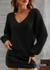 Kadın Uzun Kollu V Yakalı Triko Bluz
