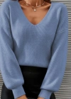 Kadın Uzun Kollu V Yakalı Triko Bluz