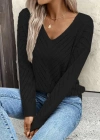 Kadın Uzun Kollu V Yakalı Triko Bluz