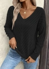 Kadın Uzun Kollu V Yakalı Triko Bluz