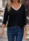 Kadın Uzun Kollu V Yakalı Viskon Iki Iplik Bluz