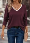Kadın Uzun Kollu V Yakalı Viskon Iki Iplik Bluz