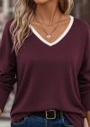 Kadın Uzun Kollu V Yakalı Viskon Iki Iplik Bluz