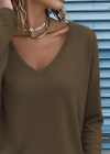 Kadın Uzun Kollu V Yakalı Viskon Iki Iplik Bluz