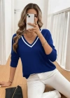 Kadın Uzun Kollu V Yakalı Viskon Iki Iplik Bluz