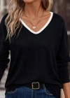 Kadın Uzun Kollu V Yakalı Viskon Iki Iplik Bluz