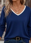 Kadın Uzun Kollu V Yakalı Viskon Iki Iplik Bluz