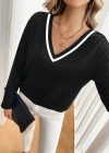 Kadın Uzun Kollu V Yakalı Viskon Iki Iplik Bluz
