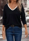 Kadın Uzun Kollu V Yakalı Viskon Iki Iplik Bluz